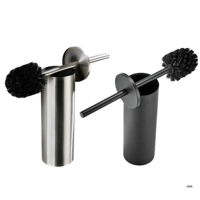 Elegant Floor Standing Toilet Brush Steel Bathroom Brush Modern Bathroom Toilet Scrubbers 370mm for Household Bathrooms