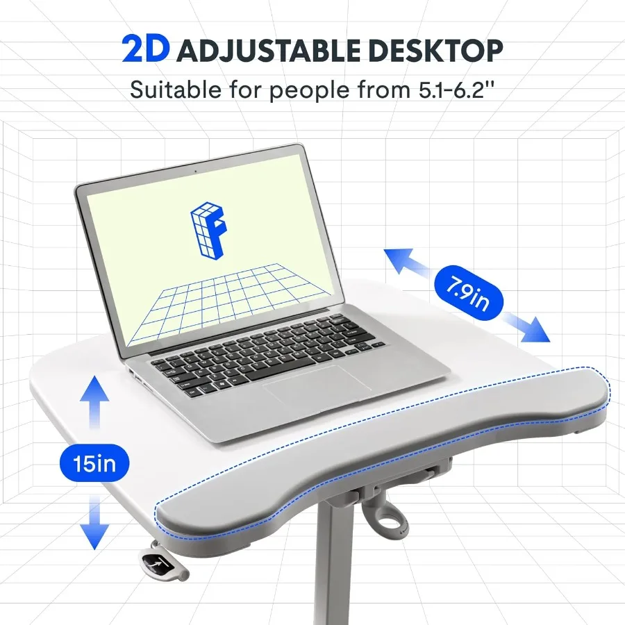 دراجة تمرين تحت المكتب مع سطح مكتب قابل للإزالة للاستخدام المنزلي، تصميم مدمج ثنائي الأبعاد شديد التحمل بسعة 300 رطل، مقاومة 8 مستويات Fl