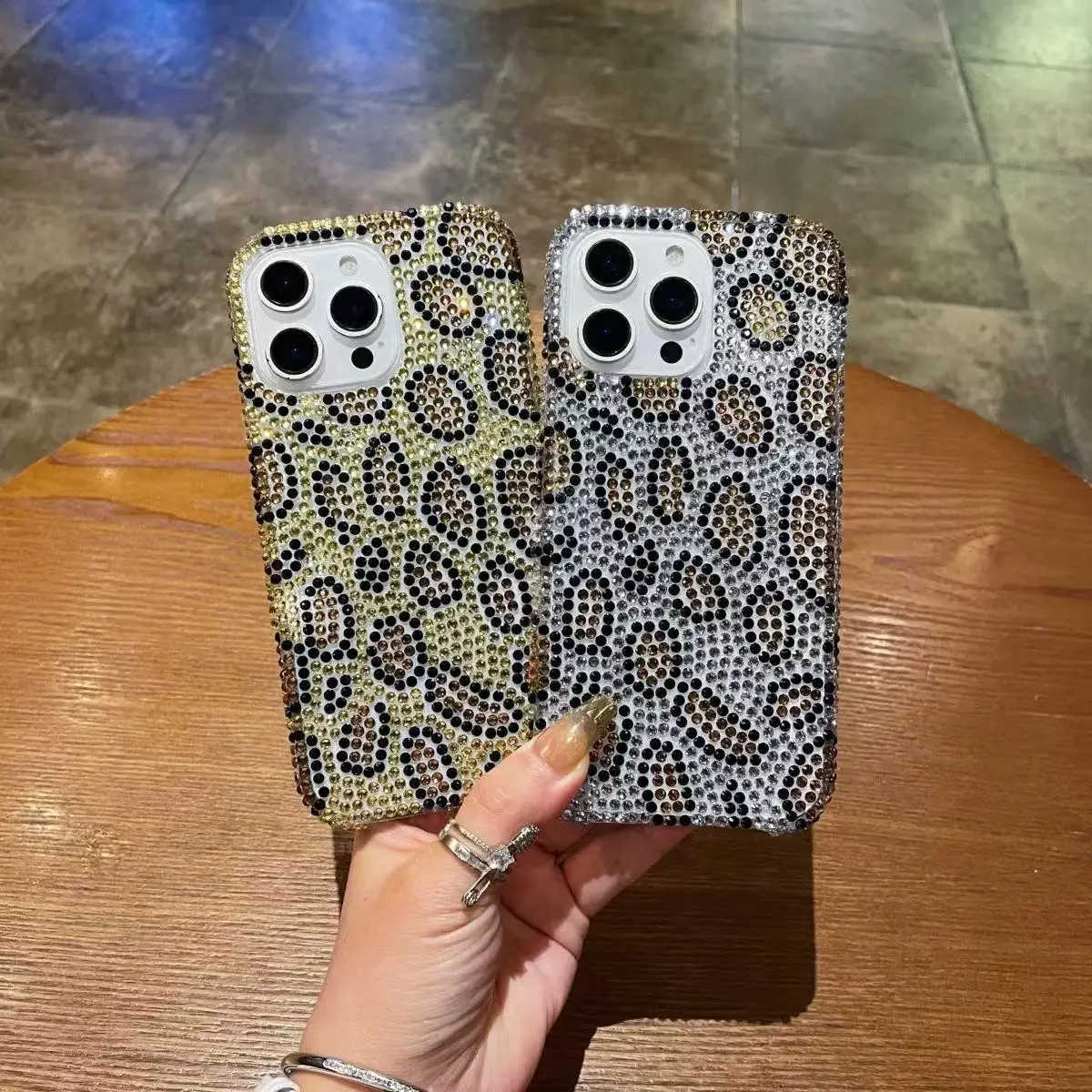 

Роскошный чехол для телефона с леопардовым принтом и бриллиантами и кристаллами для iPhone 16 Pro Max, противоударный защитный чехол для iPhone 15 14 13 Pro Max