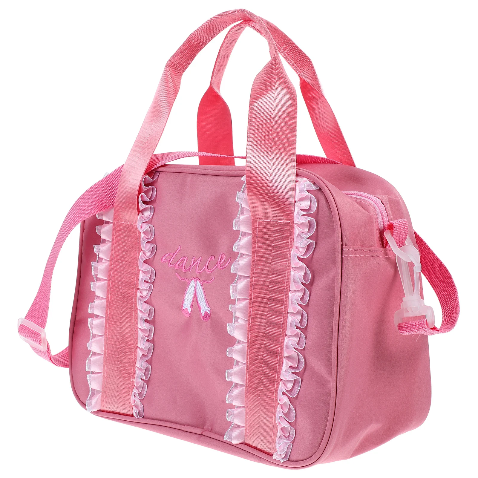 حقيبة الرقص الوردية الدانتيل الباليه حمل حقيبة الكتف Crossbody Duffle Messenger لراقصة الباليه سعة كبيرة سستة آمنة #4