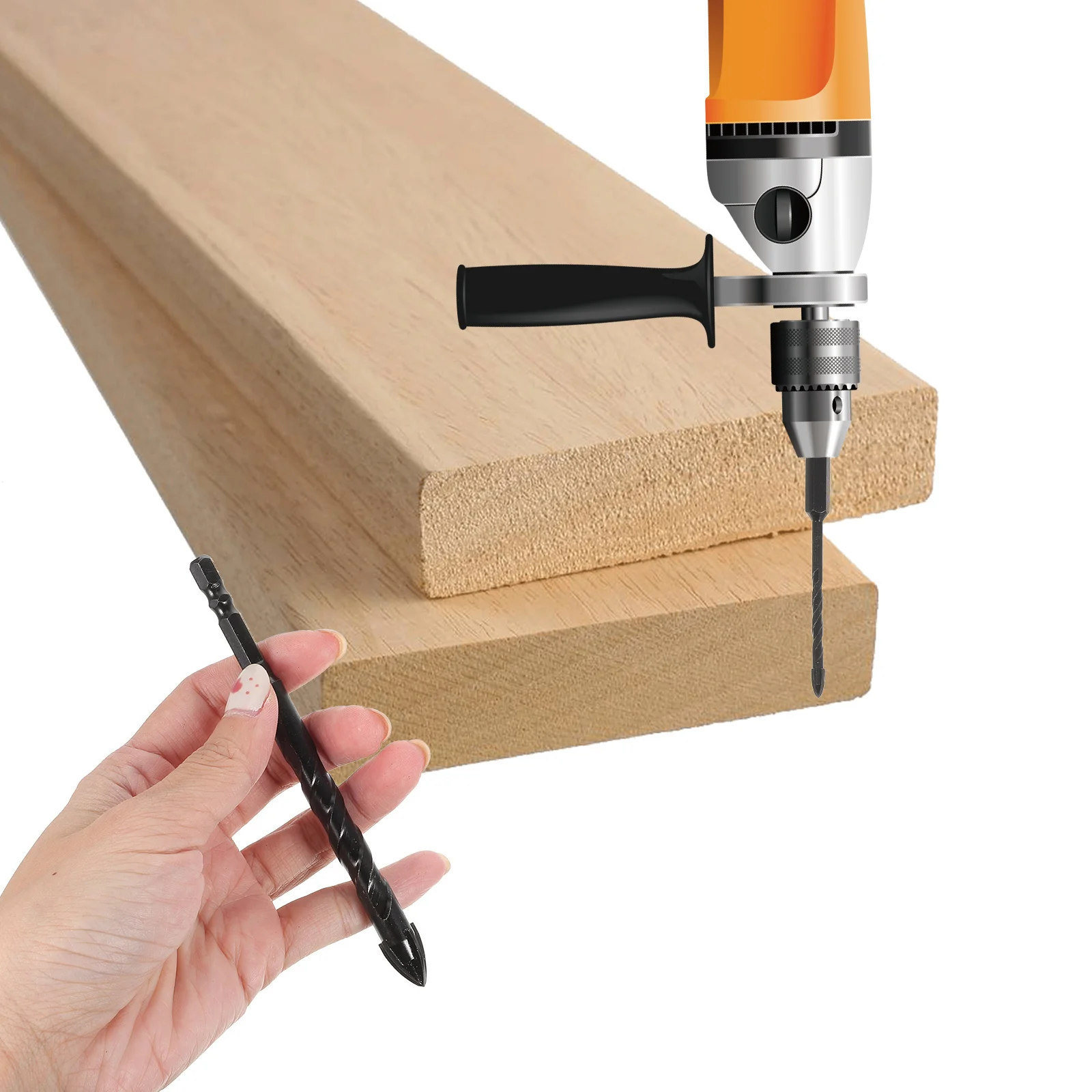 

10Pcs Tile Drill Bits Steel Material Quick Precise Drilling for Ceramic Tile Porcelain Glass Wood Concrete Brick