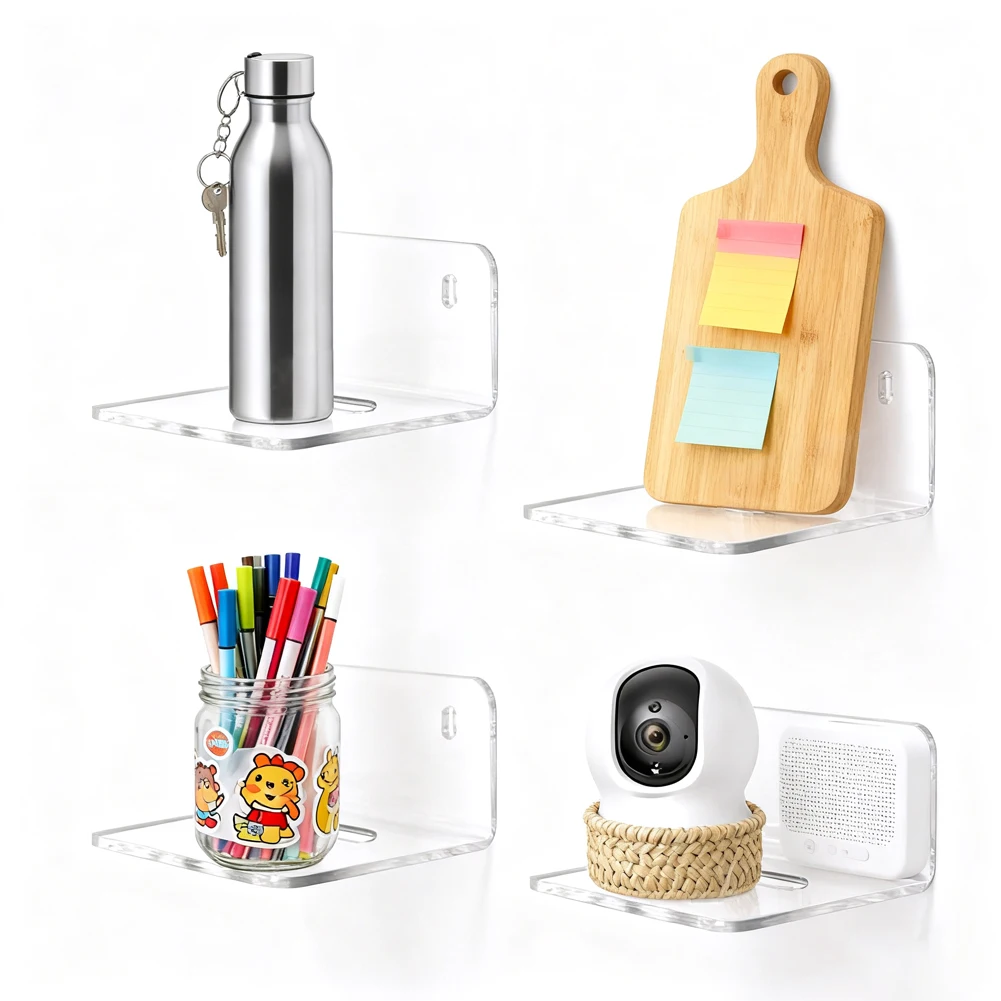 4pcs For Collectibles Plastic Shelf Countertop Organizer Compact Shelf For Home Decor Compact Footprint Sturdy Support