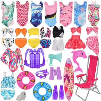 3 stks/set Babis Pop Kleding = 1 * Baby Badpak + 1 * Gitaar + 1 * Skateboard Voor Babi Pop 1/6 BJD Blythe Pop Bikins Baden Kleding