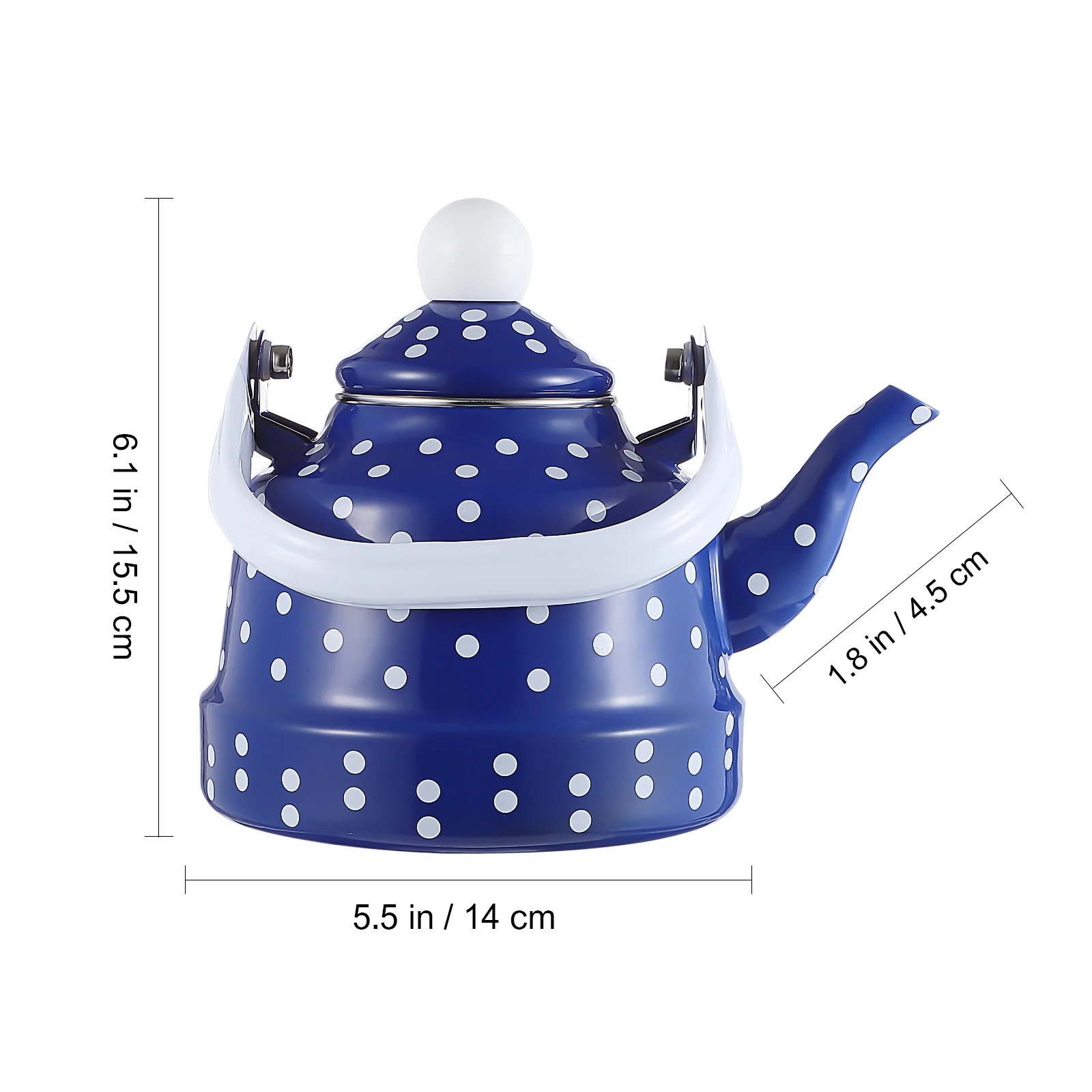

1PC Ancient Bell Vintage Enamel Tea Kettle Stovetop Whistling Non Handle Dots Print Tight Lid Sleek Spout Heat Resistant