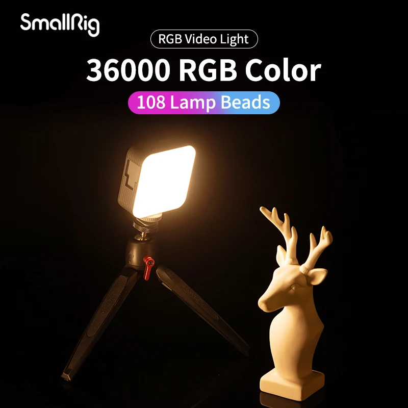 SmallRig Vibe P108 RGB Video Light Portable mini On Camera Fill Light 2700K-6500K for Photography LED Lighting Lamp