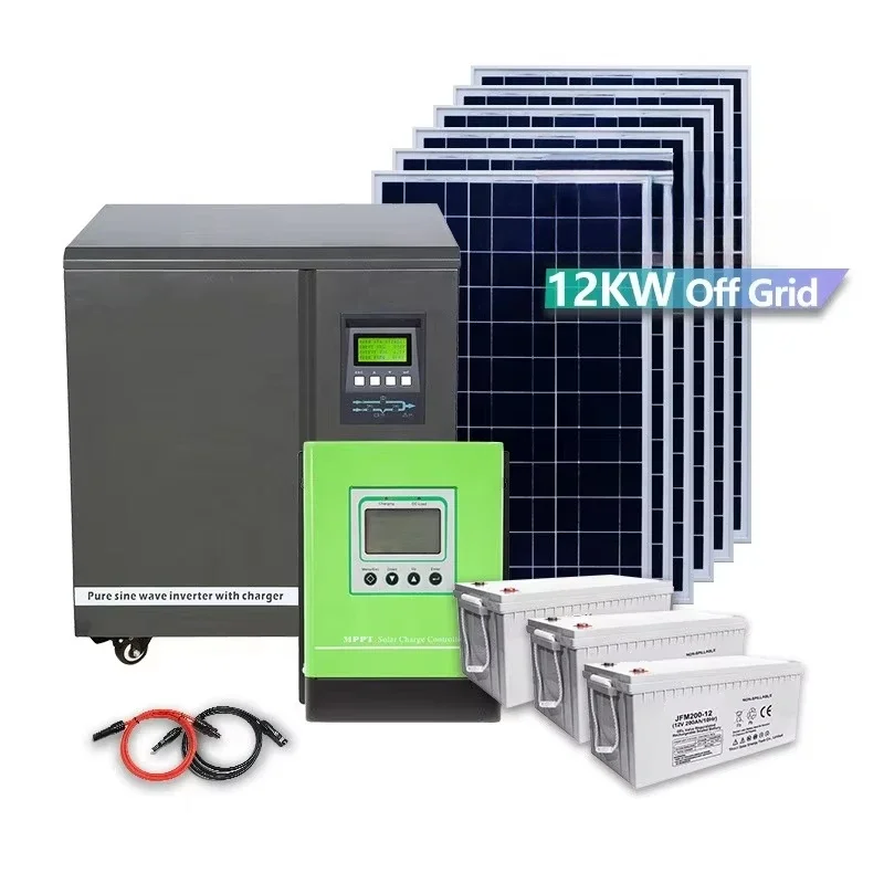 10kw inversor de iluminação tudo em um fotovoltaico com kit painéis fora da rede fazenda uso doméstico conjunto sistema de armazenamento de energia de energia solar