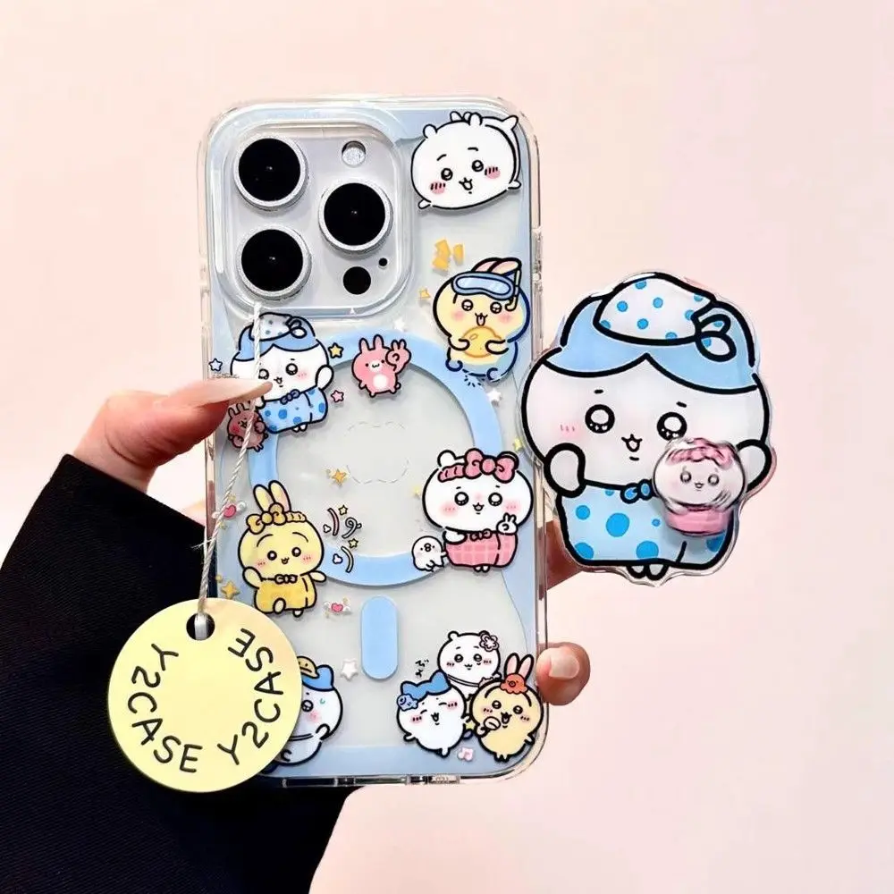 

kawaii Chiikawa Rotating Magnetic Phone Case for iPhone12/13/14/15/16/17 Pro Max - Cute Anime Protective Cover with Cartoon