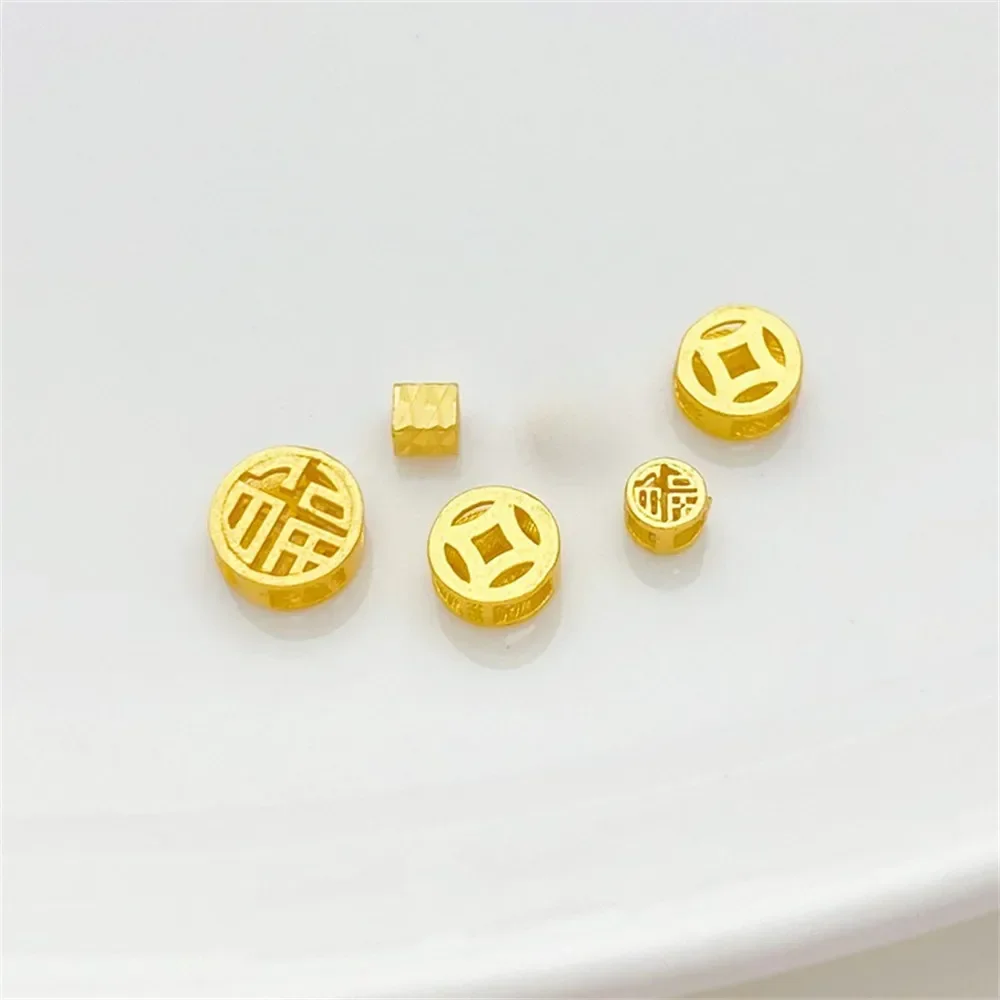 S925 القديمة الفضة مطلي محظوظ النحاس عملة حبة التقسيم اليدوية DIY سلسلة سوار قلادة مجوهرات المواد الملحقات #4