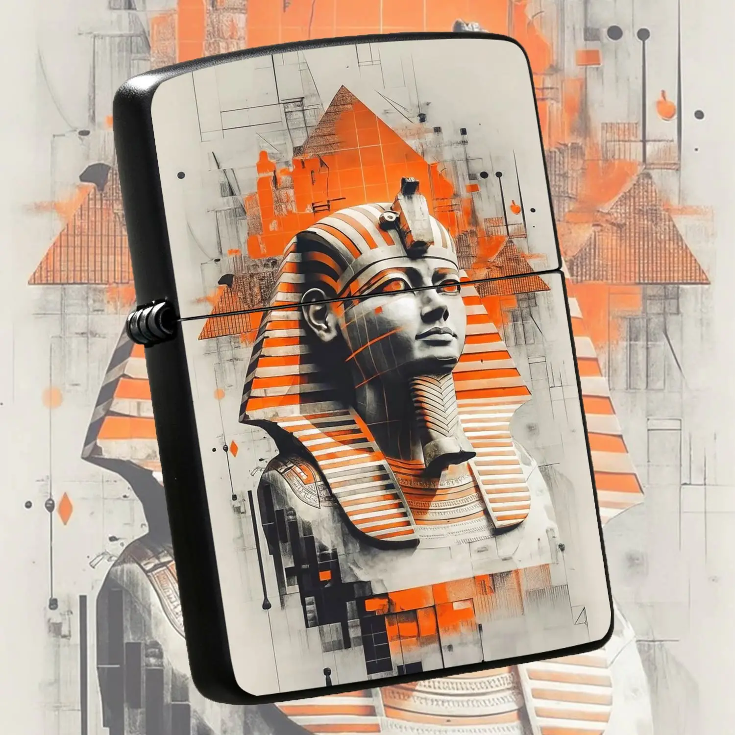 Creative Egyptian Pharaoh Themed Lighter, Retro Art Style Tutankhamun Pattern Portable Ignition Device, Trendy Cultural Style Accessory, Ideal For Daily Carry, Outdoor Travel, Home Use, Unique Exquisite Gift Choice For Different Occasions A