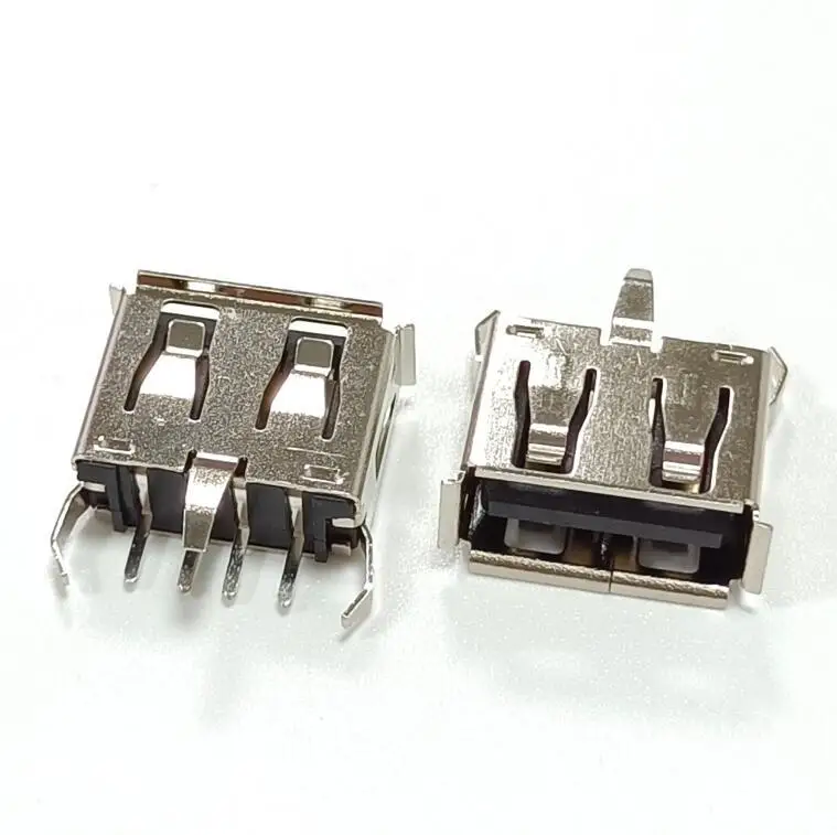 For USB female seat USB2.0 female seat USB short body 10.5 straight plug 180 degree tripod plug board 4P curling edge