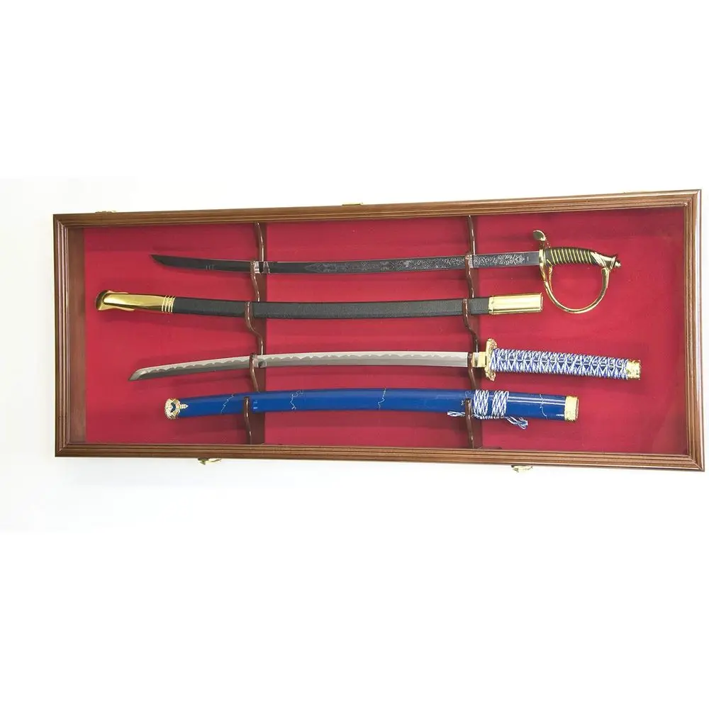 Secure Wall-Mounted Sword Display Case with UV Protection