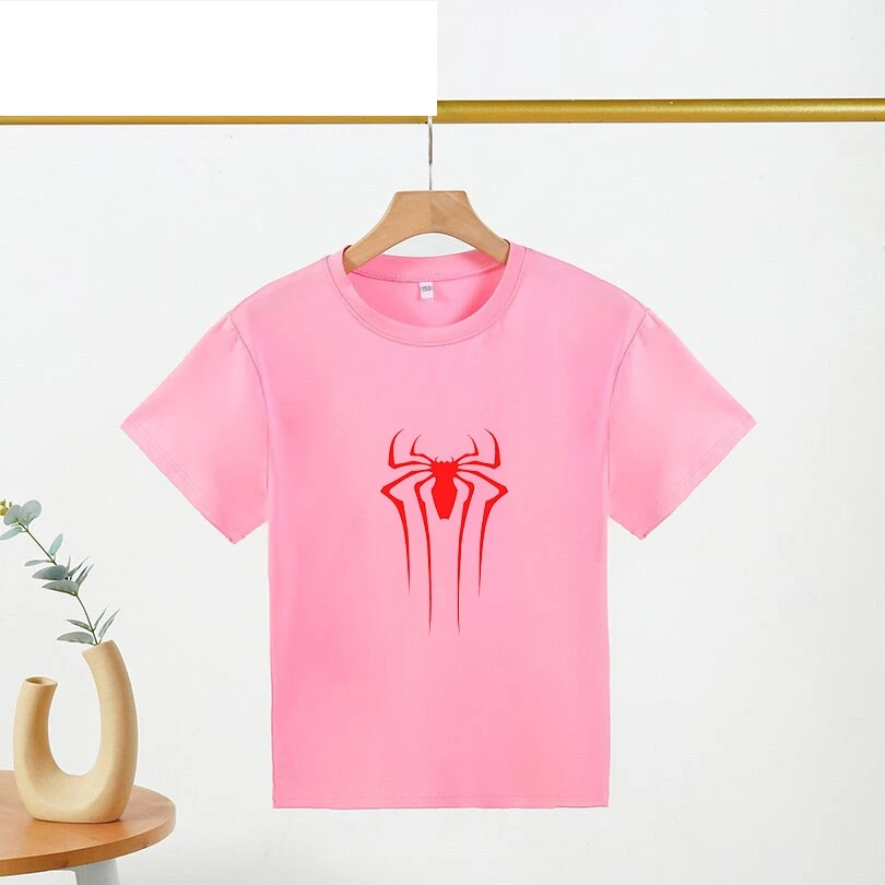 New Summer Short Sleeve Red Spider Kid T-shirt Casual Sunshine Boys Girls Tops Spider-Man Tshirt Cute Children's Clothing