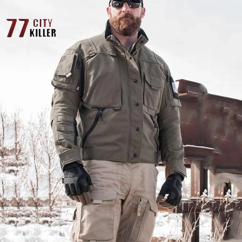 Men\'s Military Tactical Jacket Bomber Air Force Pilot Coat Outdoor Sports Windproof and Wear-resistant Multi Pocket Jacket