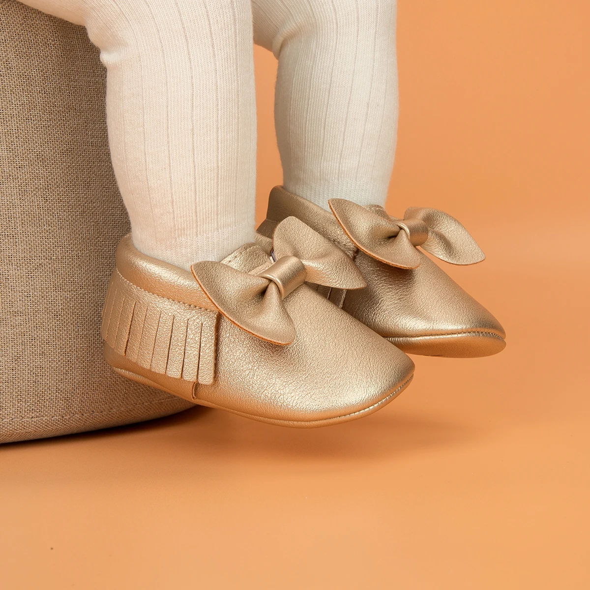 

Newborn Baby Girl Princess Pink Shoes Bow-Knot Fringe Pu Solid Color Soft Sole Flat Toddler First Walker Gift Infant Crib Shoes