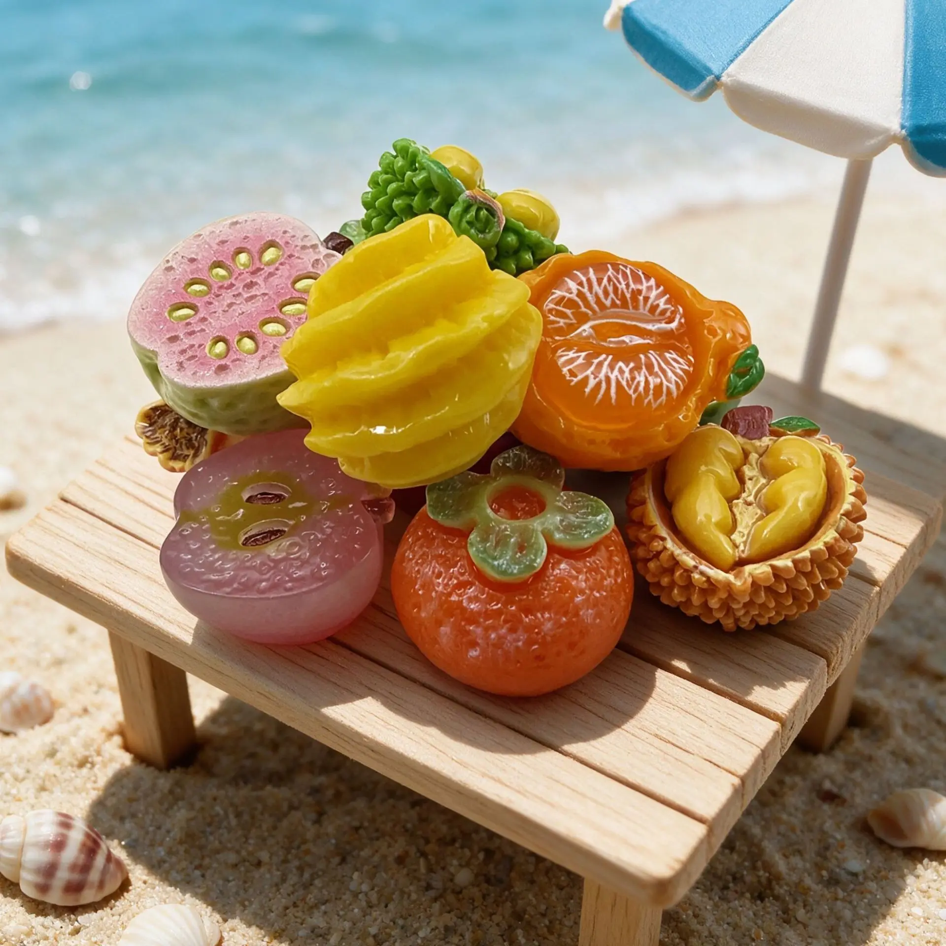 100pcs Cute Fruit Durian Pineapple Watermelon Orange Resin Charms DIY Keychain Pendant Jewelry Decor Dollhouse Accessories