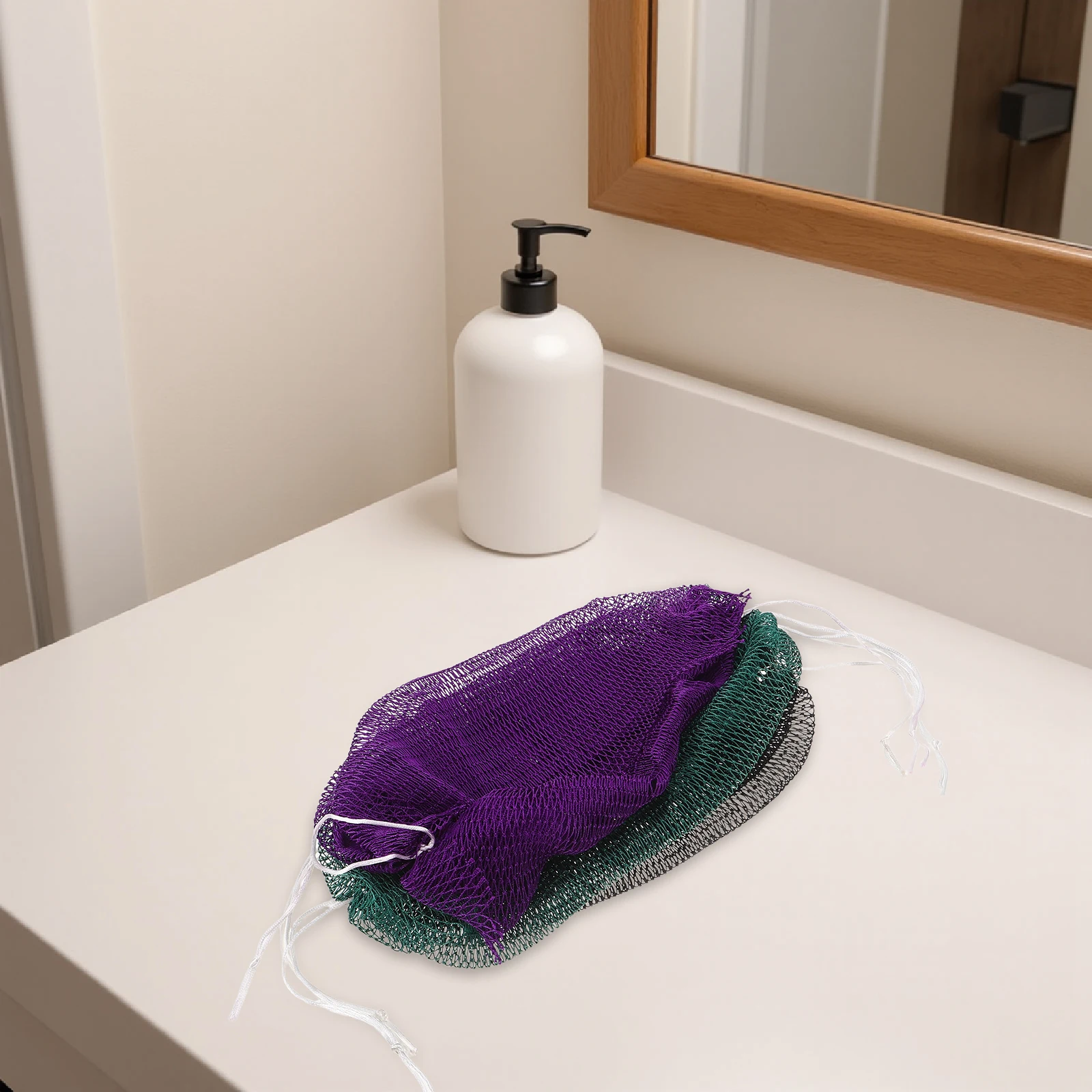 

3pcs African Net Sponge Deep Cleansing Body Exfoliator Scrub Towel Elastic Bath Wash Cloth For Shower Back Scrubber Men Women