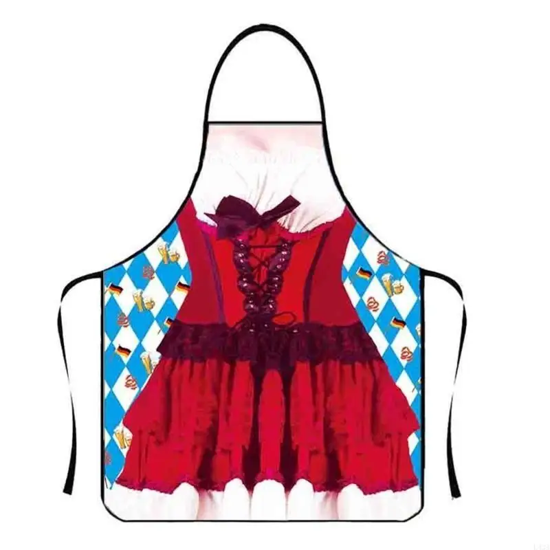 L43A Kitchen Oktoberfest Apron Funny Dinner Party Cooking Aprons Costume BBQ Party