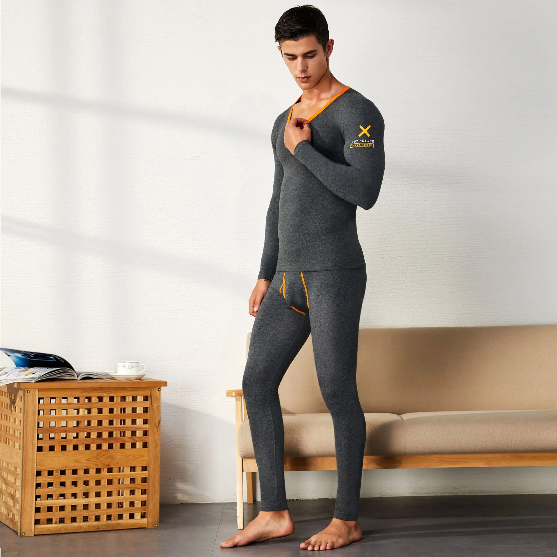 Men's Long Johns Thermal Underwear Sets Sexy Bulge Penis Pouch Leggings Men Lounge Trousers Sleepwear Thermal Underwear Bottoms