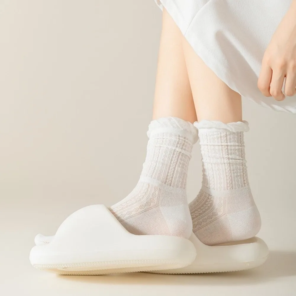 1Pair Harajuku Style Combed Cotton Split Toe Socks Soft Breathable Thin Japanese Tabi Sox Striped Two-Toed Socks Summer Woman