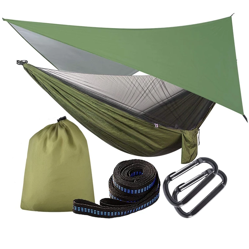 

Camping Hammock With Mosquito Net And Tarp Rain Cover And Tree Straps For Travel Outdoor Hiking Backpacking Garden