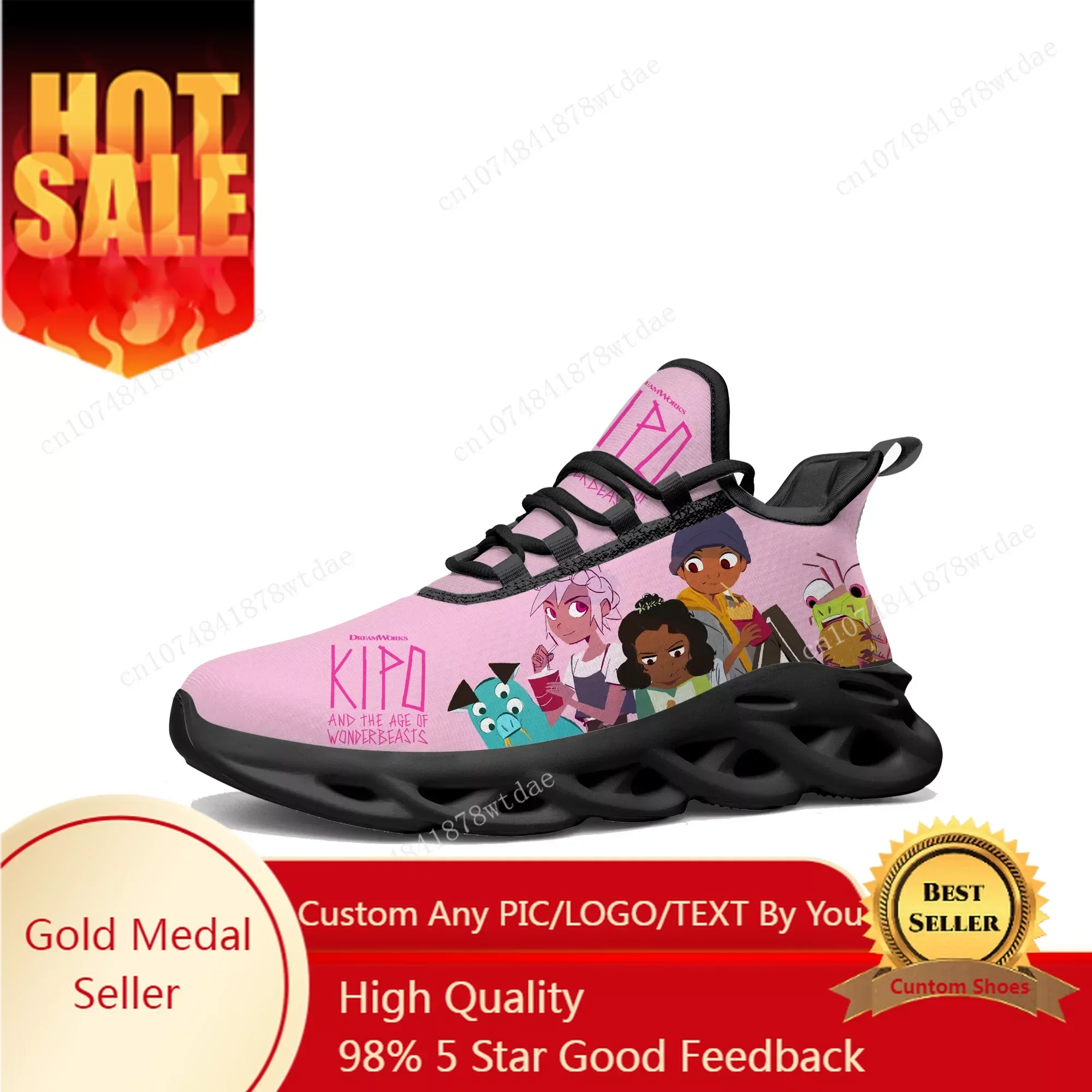 Kipo e The Age Of Wonderbeasts Flats Sneakers, Adulto Adolescente Sports Running Shoes, Custom Lace Up Mesh Footwear, Alta Qualidade