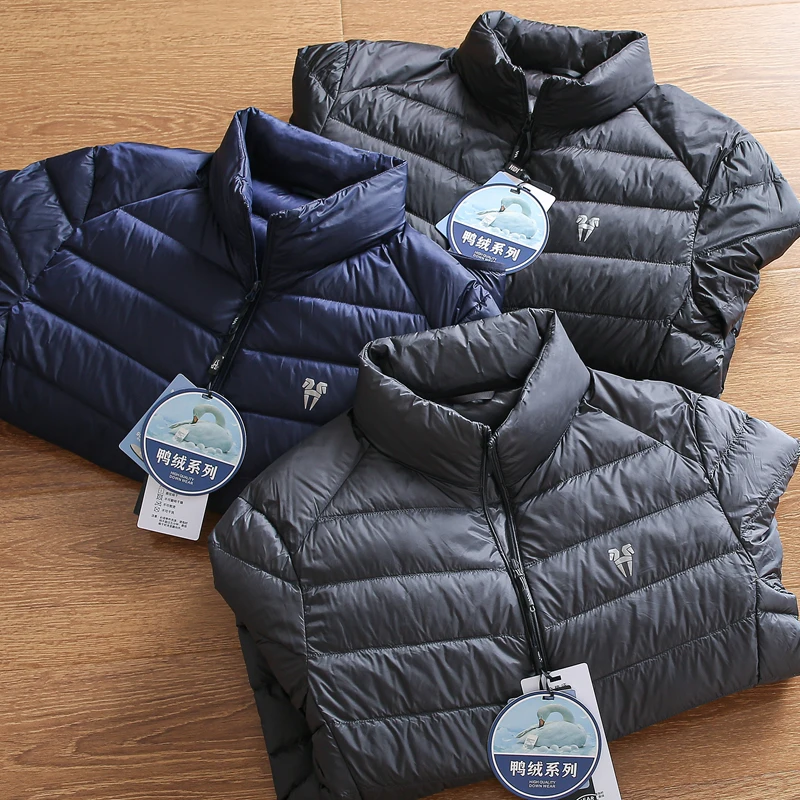 

Мужская легкая пуховая куртка с высоким показателем наполнения, воротником-стойкой, ветрозащитная, водонепроницаемая, теплая, с 90% белым пухом, осенне-зимнее пальто