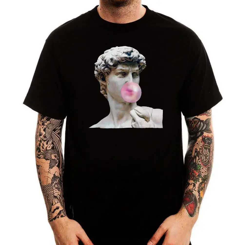 Greek Classical Statue Bubble Gum Trendy Vaporwaves Mens T-Shirt. Summer Cotton Short Sleeve O-Neck Unisex T Shirt New S-3XL