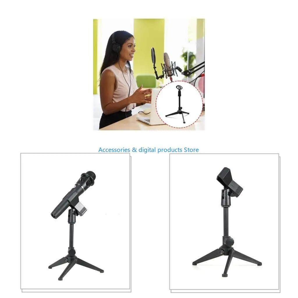 77JD Universal Desktop Mic Stand Holder 0-180°Adjustable Easy Assembly For Podcasters And Gamers Podcasting Voice Chat