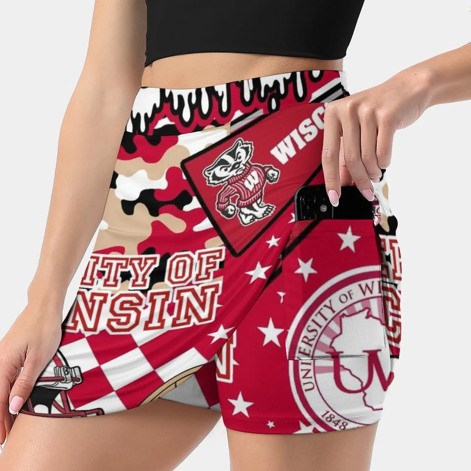 Wisconsin Women's skirt Aesthetic skirts New Fashion Short Skirts Game Day University Of Wisco Football College University