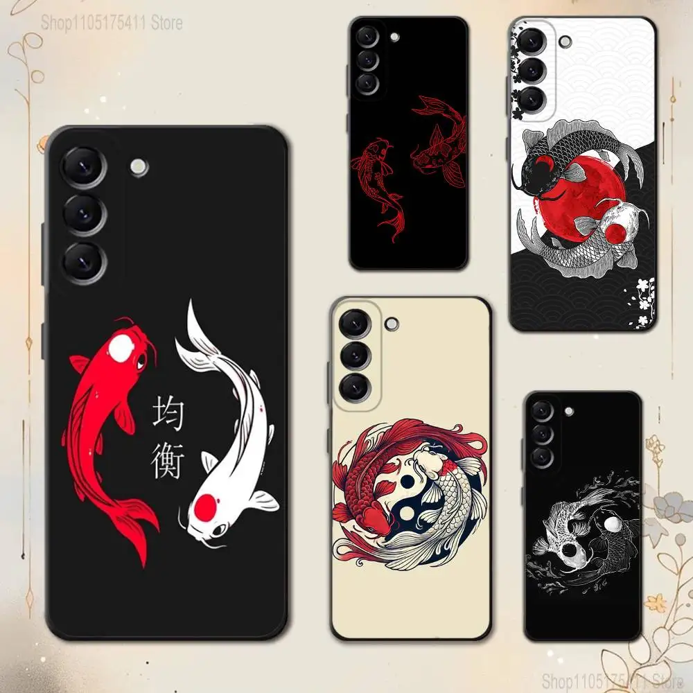 

Koi Carp FishS Yin Yang Art Phone Case For Samsung Galaxy A 73,72,51,53,52,71,22,5G,Note,J7,8,9 Soft Black Cover