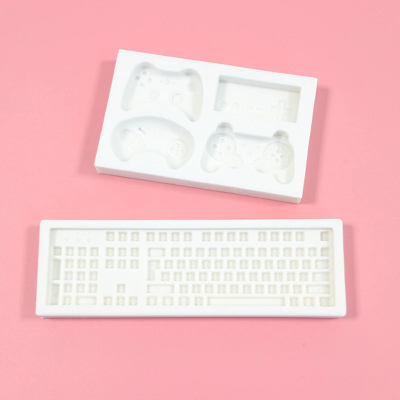 Game Controller and Mini Keyboard Silicone Fondant Mold for Cake Candy Chocolate Decorating Cupcake Topper Polymer Clay Epoxy Re
