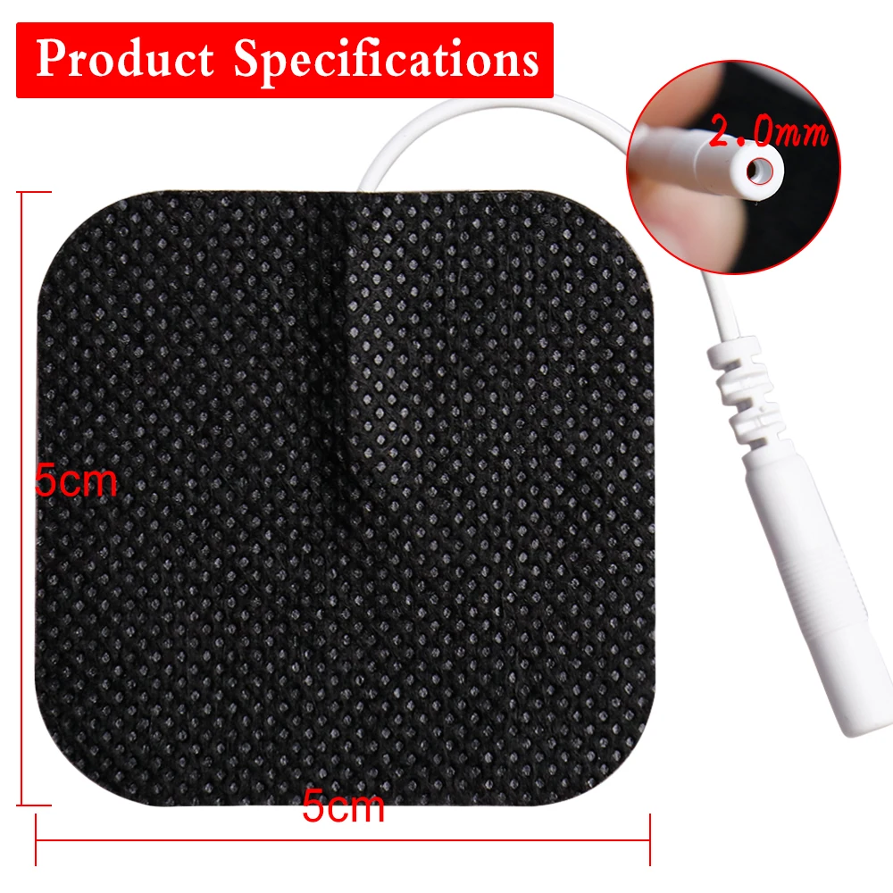 5x5cm 2mm Plug Massage Pad for Tens Machine EMS Physiotherapy Massager Low Frequency Electrode Pads For Digital Therapy 10/20Pcs