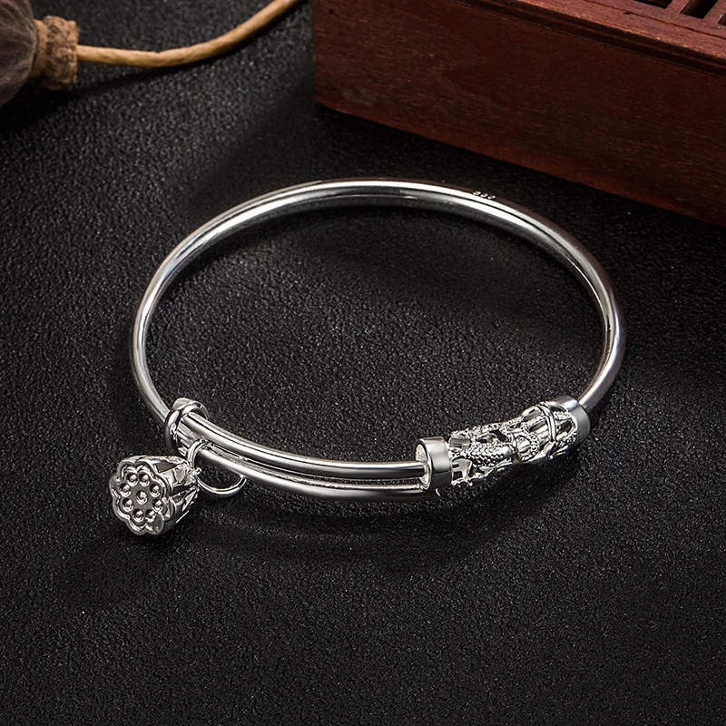 

925 Sterling Silver Lotus Plant Root Bracelet Bangle For Women Luxury Quality Jewelry Accessories Offers