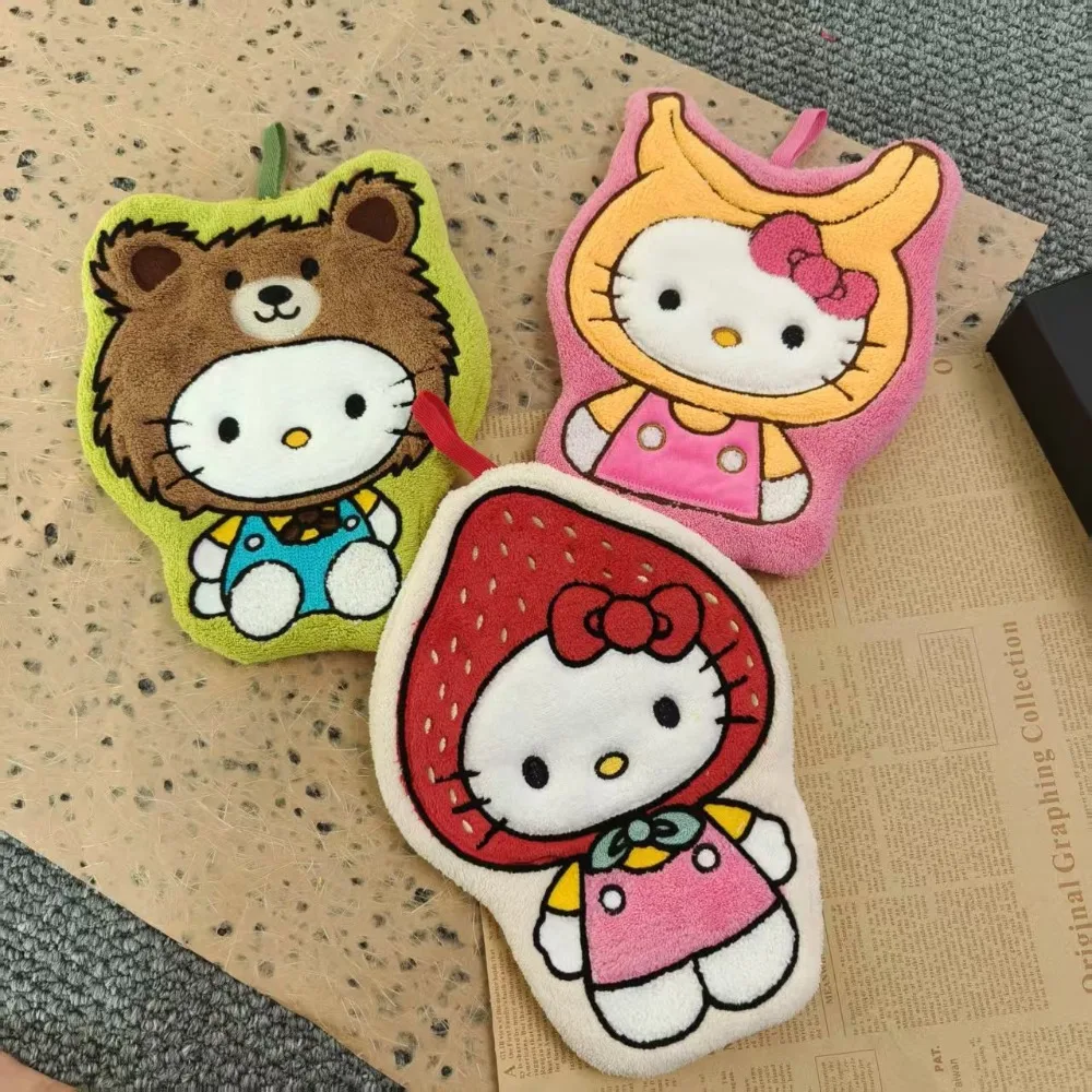 

Cute Cartoon Hello Kitty Hand Towel Hanging Absorbent Quick-drying Thickened Soft Comfortable Cute Towel for Children