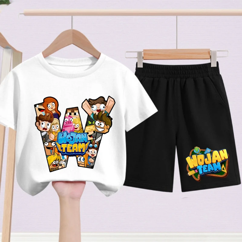

2pcs Wojan Team Kids T-shirts Shorts Set Cartoon Character Print T-shirt Boys Casuals Sport Short Sleeves Tops Children Clothing
