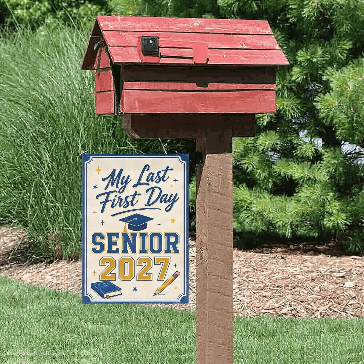 Back to School Senior 2027 Class of 2027 Garden Flag, Last First Day Yard Flag Banner for Pool Patio Porch Lawn Decor, Inspi yyi