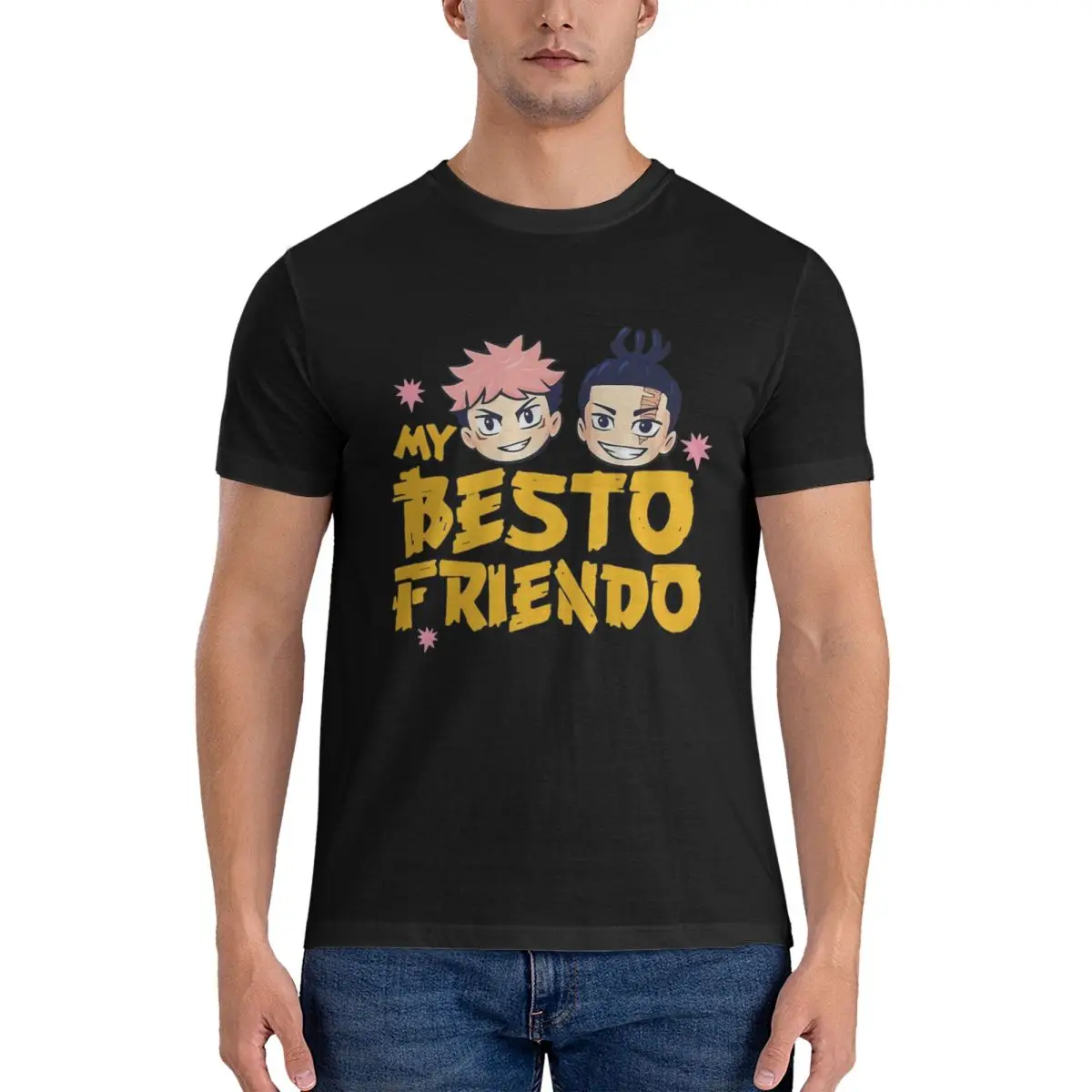 Men's Gifts My Besto Friendo Itadori T Shirt jujutsu kaisen 100% Cotton Clothes Short Sleeve Crew Neck Tee Shirt T-Shirts FUGEES