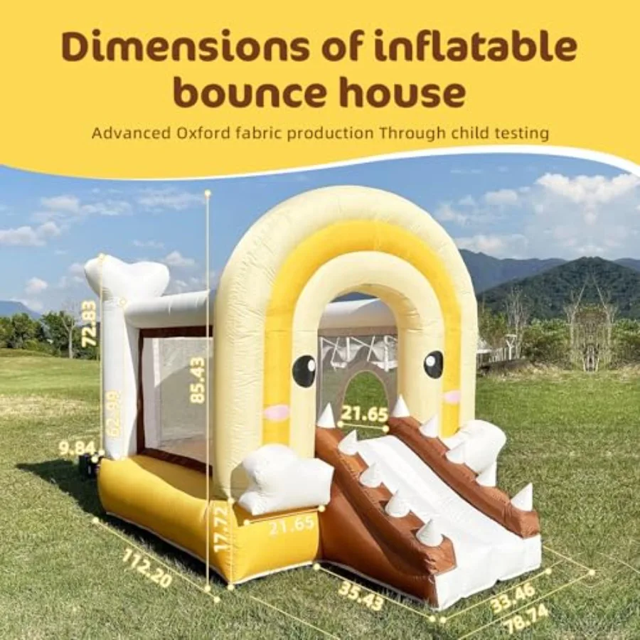 Casa inflable de rebote de cocodrilo con tobogán, diversión para saltar portátil para edades de 38 años, incluye soplador de 370W para juegos en interiores y exteriores