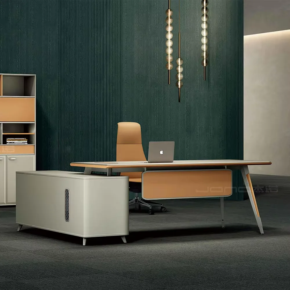 Modern L Shape Executive Desk MDF Office Workstation Commercial Boss Table Contemporary Office Furniture