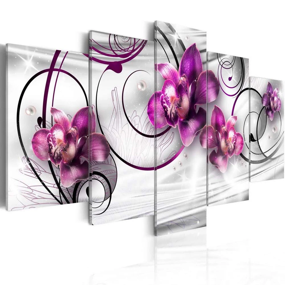 

Diamond Painting Color Floral Wall Art Orchid 5 Pieces Kit Full Square Round Drill Diamond Embroidery Cross Stitch Handmade Gift