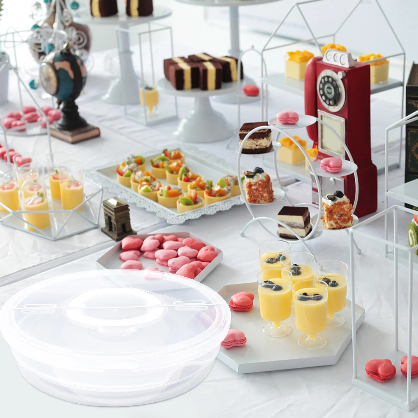 

2pcs Food Storage Containers Airtight Cake Cheese Transport Saver Transparent Dishwasher Safe Microwave Refrigerator Friendly