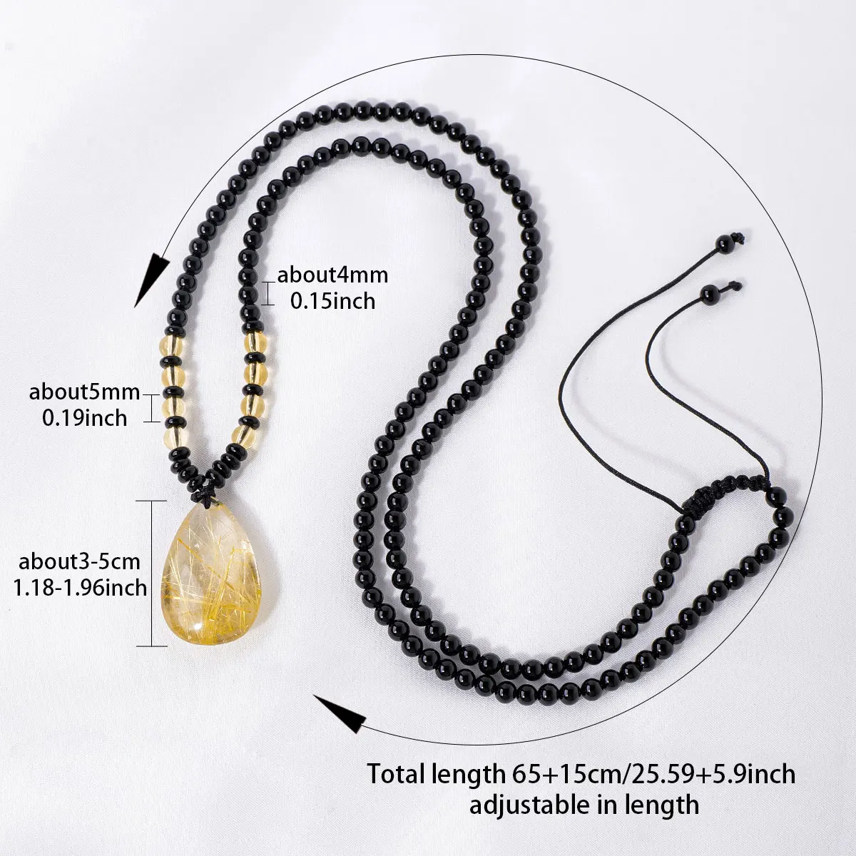 1PC Natural Quartz Rutilated water drop pendant yellow hair crystal crystal raw stone polished oval necklace jewelry pendant