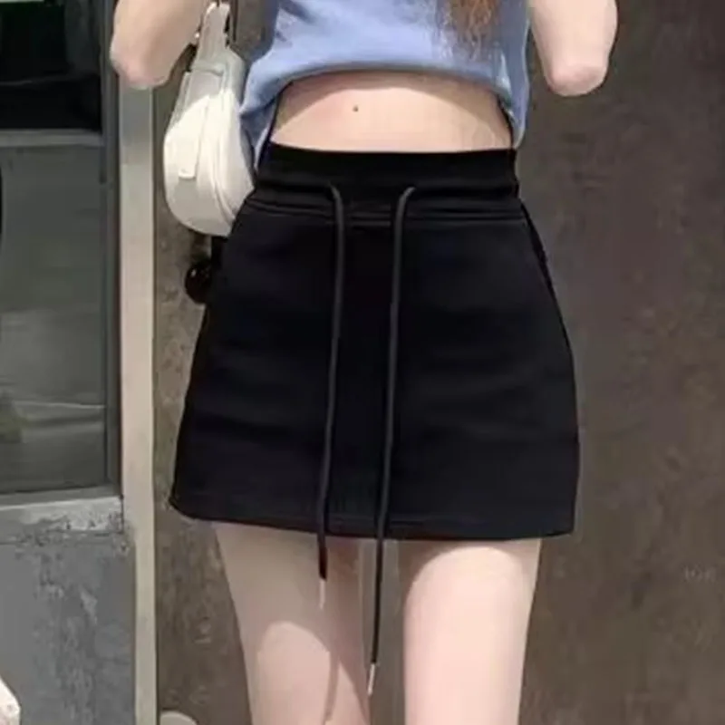 Fashion Black Elastic High Waist Mini Skirts Women Summer Sexy Female Bodycon Skirts With Inner Shorts Women Mujer Faldas