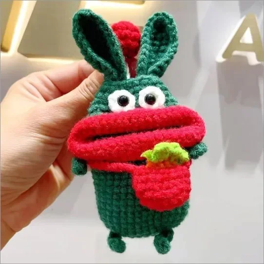 Funny Crochet Keychain Knitting Key Holder Sausage Mouth Woven