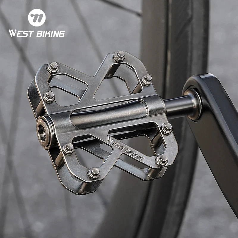 

WEST BIKING Bike Pedals Titanium Alloy 3 Bearings Ultralight Bicycle Pedal Non-slip Road Bike MTB Flat Pedal Cycling Accessories