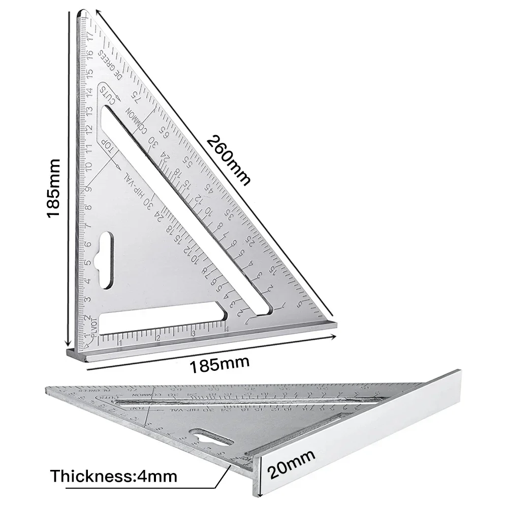 7" British Tripod Aluminium Angle Protractor for Woodworkers Carpenter's Tools 90 Degree Thick Leather Woodworker's Right Angle image 5