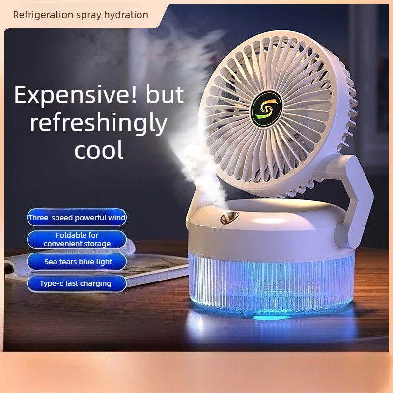 Portable Mist Spray Cooling Fan Rechargeable Desktop Mini Fan Water Atomization Fan For Dorm Home Office Outdoor