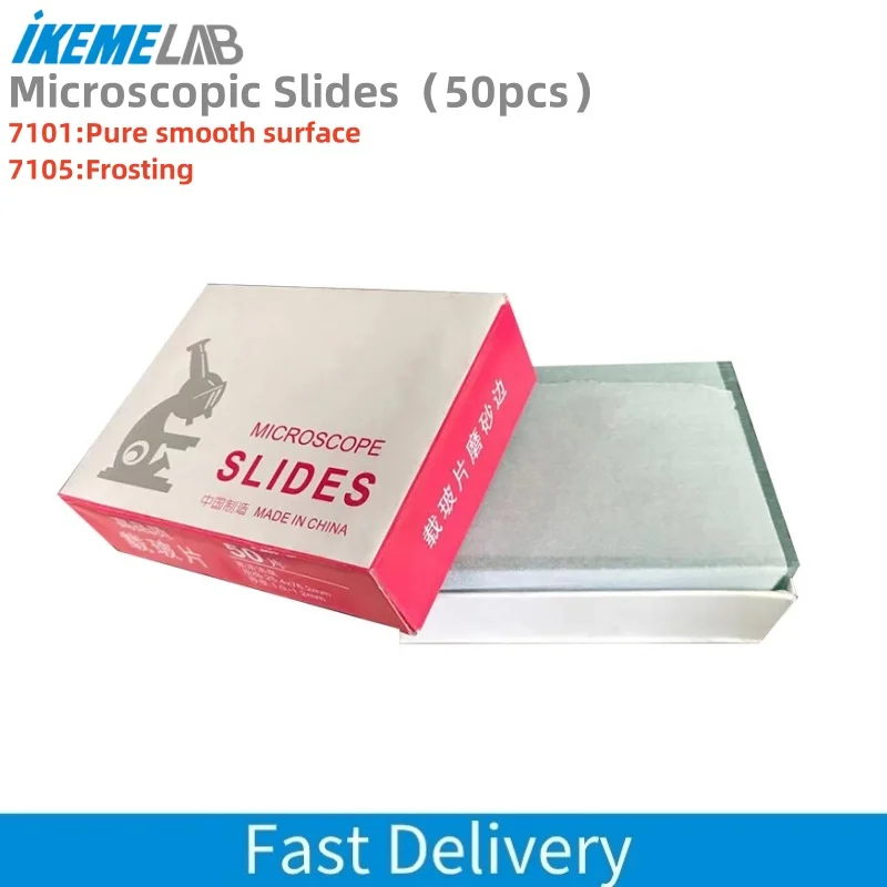 

IKEME 50pcs Microscope Glass Slides Cover Slips Blank/Sanding Slides Microscope Accessories 1-1.2mm Thickness