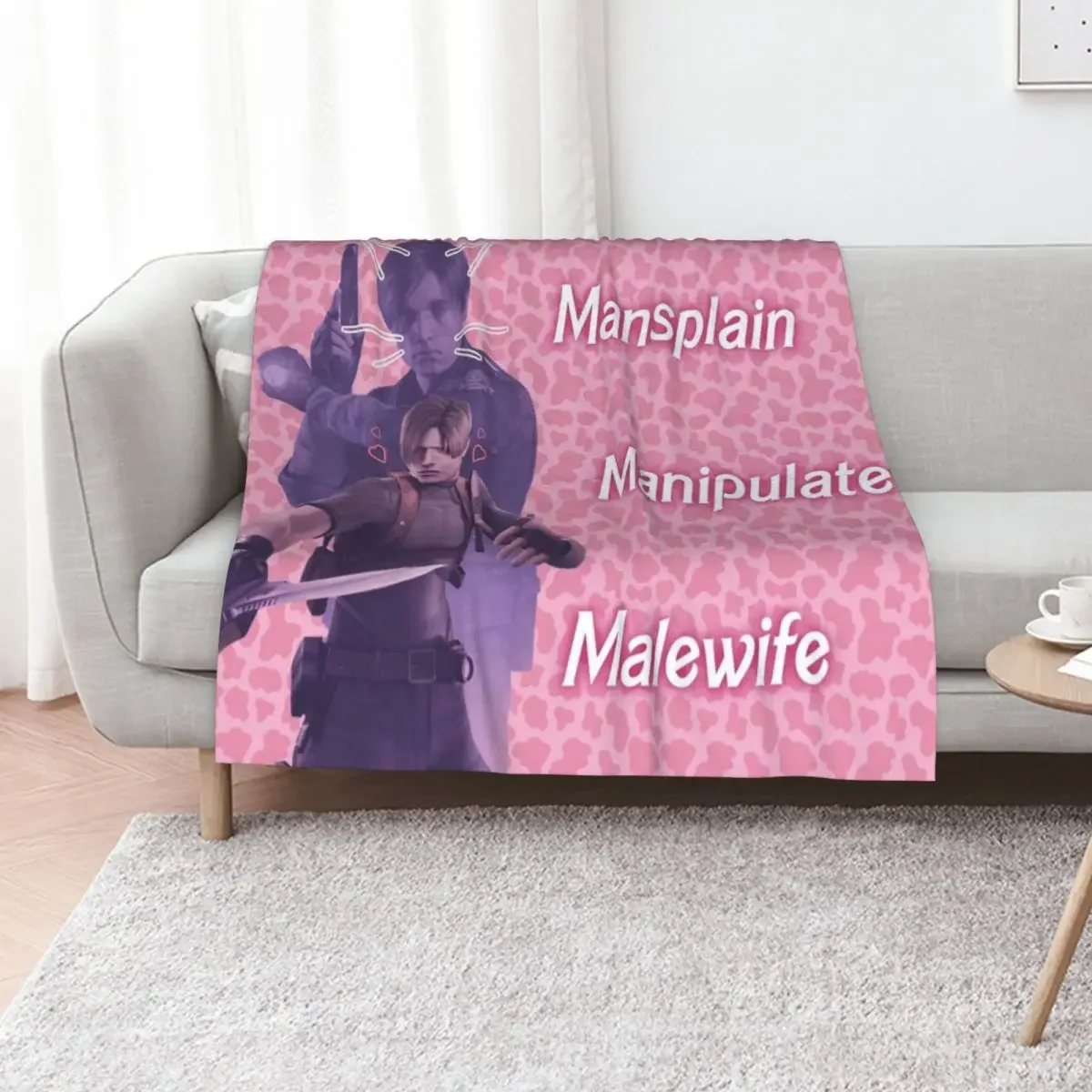 

Mansplain, Manipulate, Malewife Leon (Cow) PINK VERSION Throw Blanket Decorative Sofas Sofa Bed Stuffeds Blankets