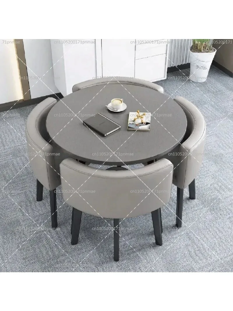 Casual Round Table and Chair Set for Meeting Room Reception Apartment Small Dining Shop Sitting Area